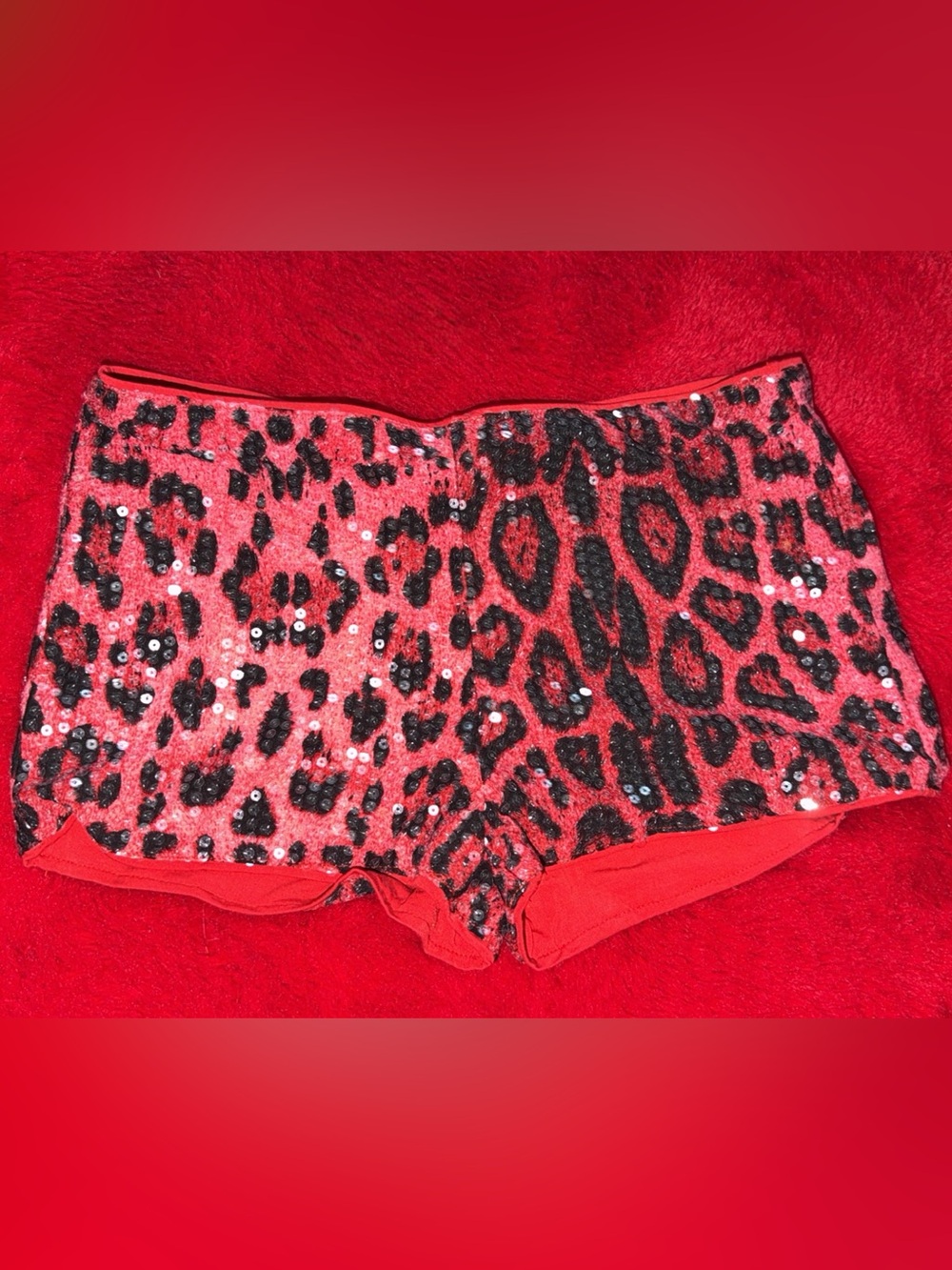 Red Sequin Leopard Print Women's Boyshorts